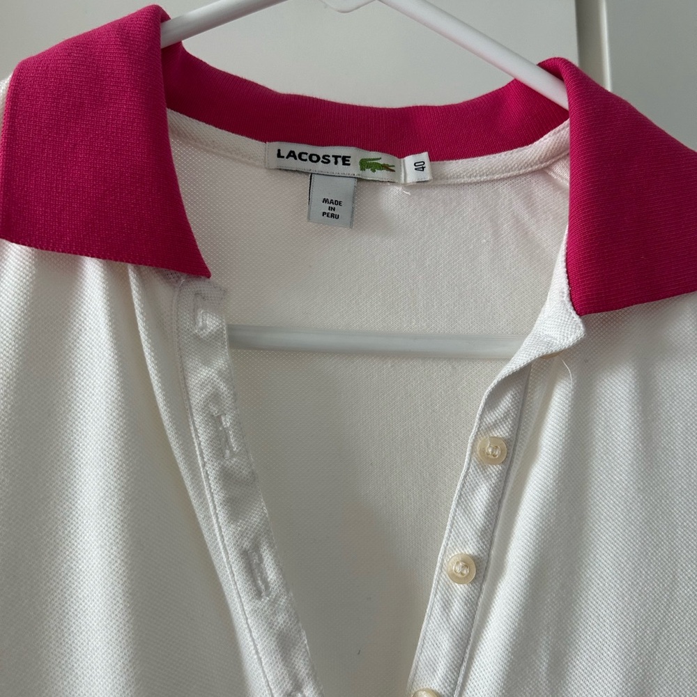 Lacoste Polo with White and Pink Accents